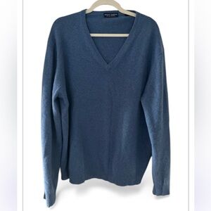 Grant Thomas 2 Ply Cashmere V Neck Sweater Blue